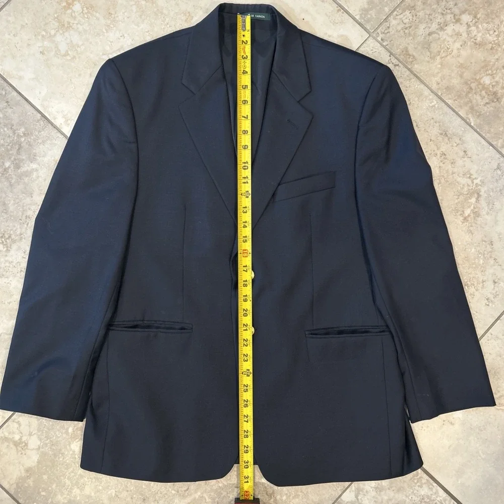 Lauren Ralph Lauren Gold Button Blazer Mens 40S Navy Blue Wool Sport Coat Jacket